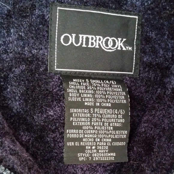 OUTBROOK MEN S/WMN. L NAVY INSULATD HOODED JACKET - Picture 6 of 7